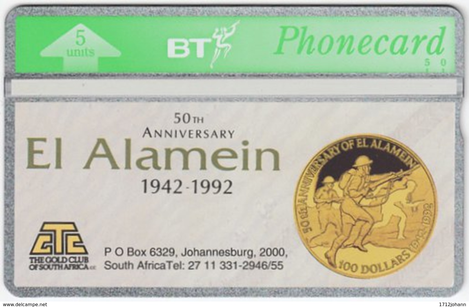 GREAT BRITAIN E-509 Hologram BT - Anniversary, 2nd World War, El Alamein - 232C - MINT - BT Emissions Privées