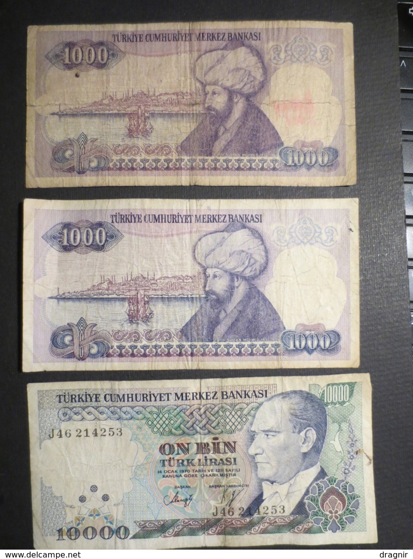 Billets - Turquie - Lot De 3 Billets 1000 Et 10000 Bankasi - - Turkije