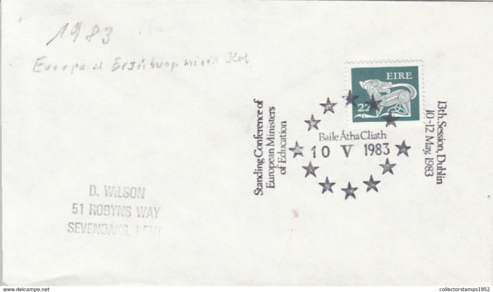 83578- BAILE ATHA CLIATH EDUCATION MINISTERIES CONFERENCE SPECIAL POSTMARK ON COVER, DRAWING STAMP, 1983, IRELAND - Briefe U. Dokumente