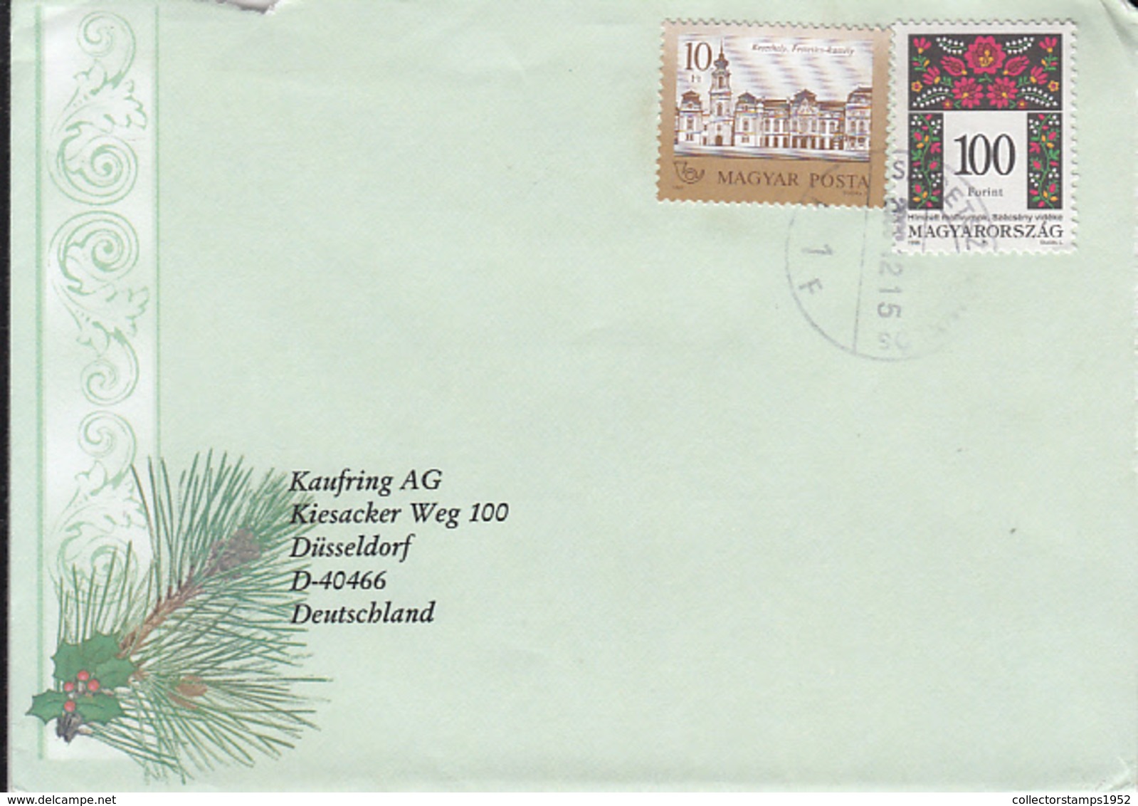 83587- CASTLE, MOTIFS, STAMPS ON MISTLETOE AND FIR BRANCH SPECIAL COVER, 2003, HUNGARY - Storia Postale