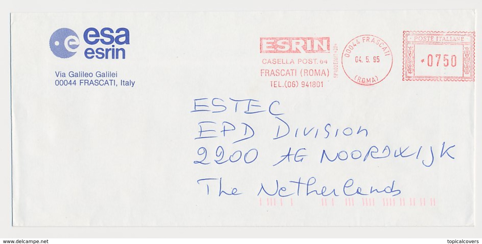 Meter Cover Italy 1995 ESRIN - European Space Research Institute - ESA - Astronomie