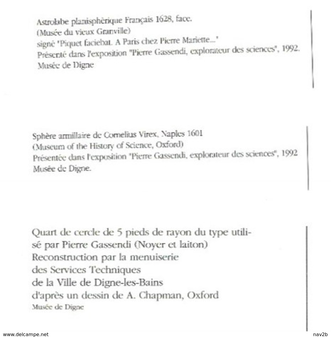 Instruments De 1628 , 1601 D'une Exposition Sur GASSENDI .       Neuves - Astronomía