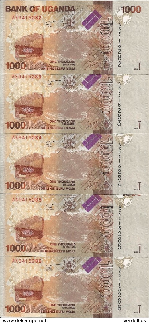 OUGANDA 1000 SHILLINGS 2010 UNC P 49 A ( 5 Billets ) - Oeganda