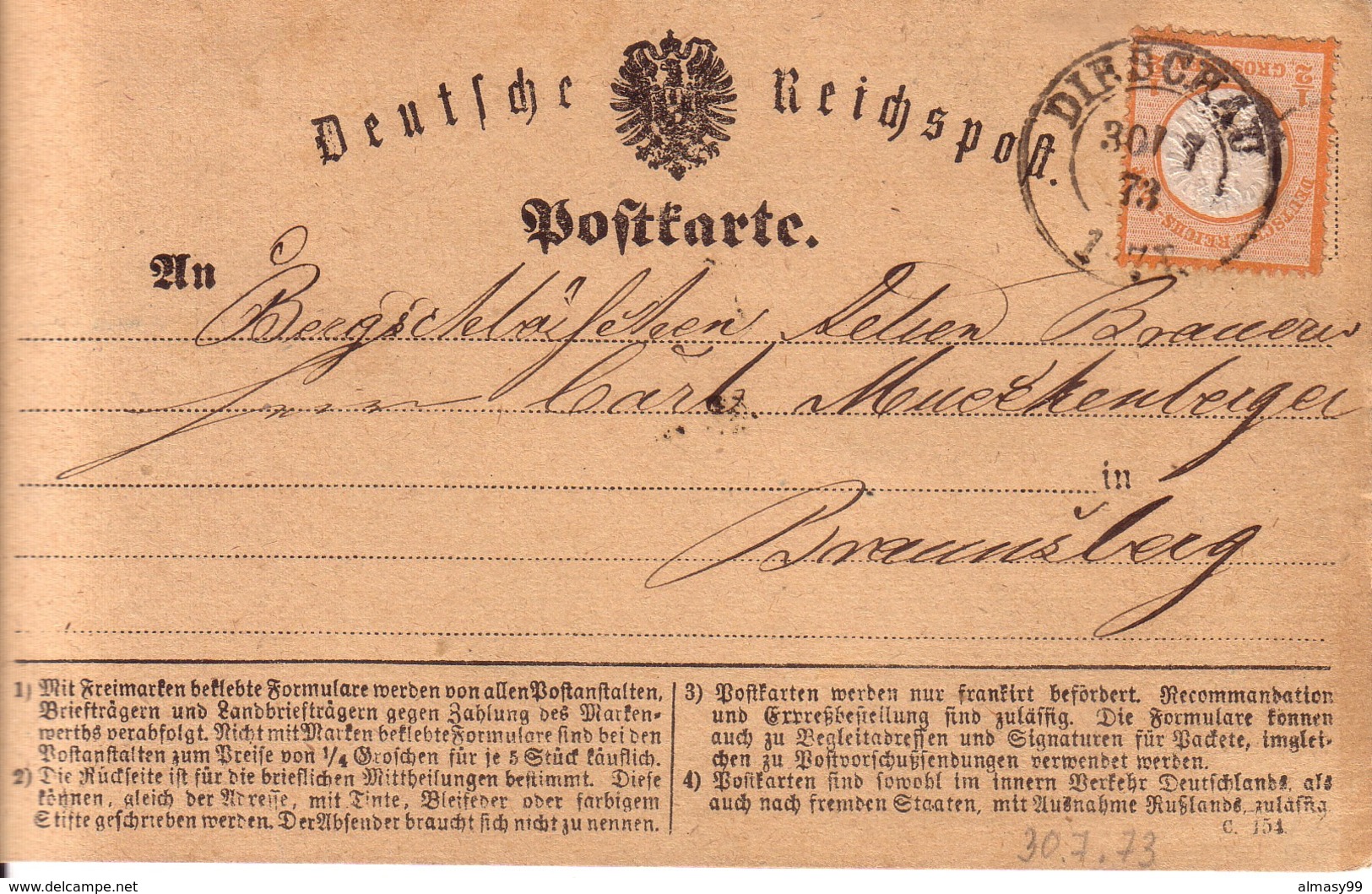 Carte Postale De Dirschau - Covers & Documents