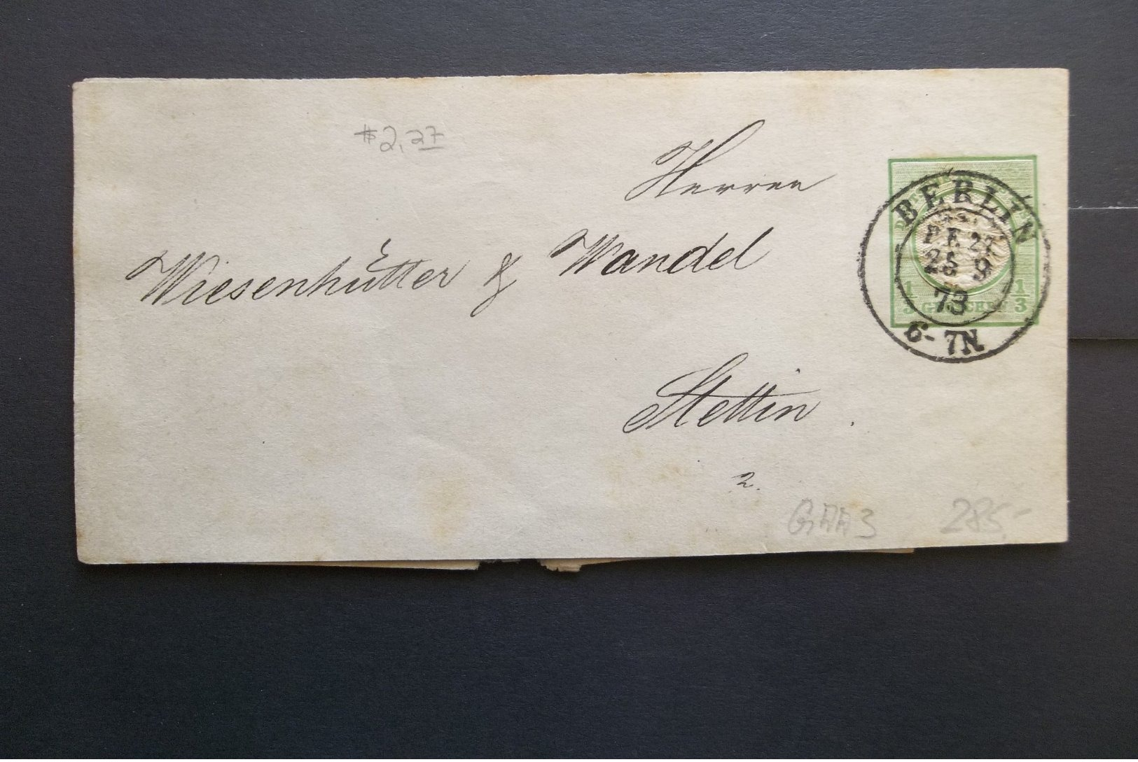 Germany: 1873 Cover To Stettin (#DV10) - Covers & Documents