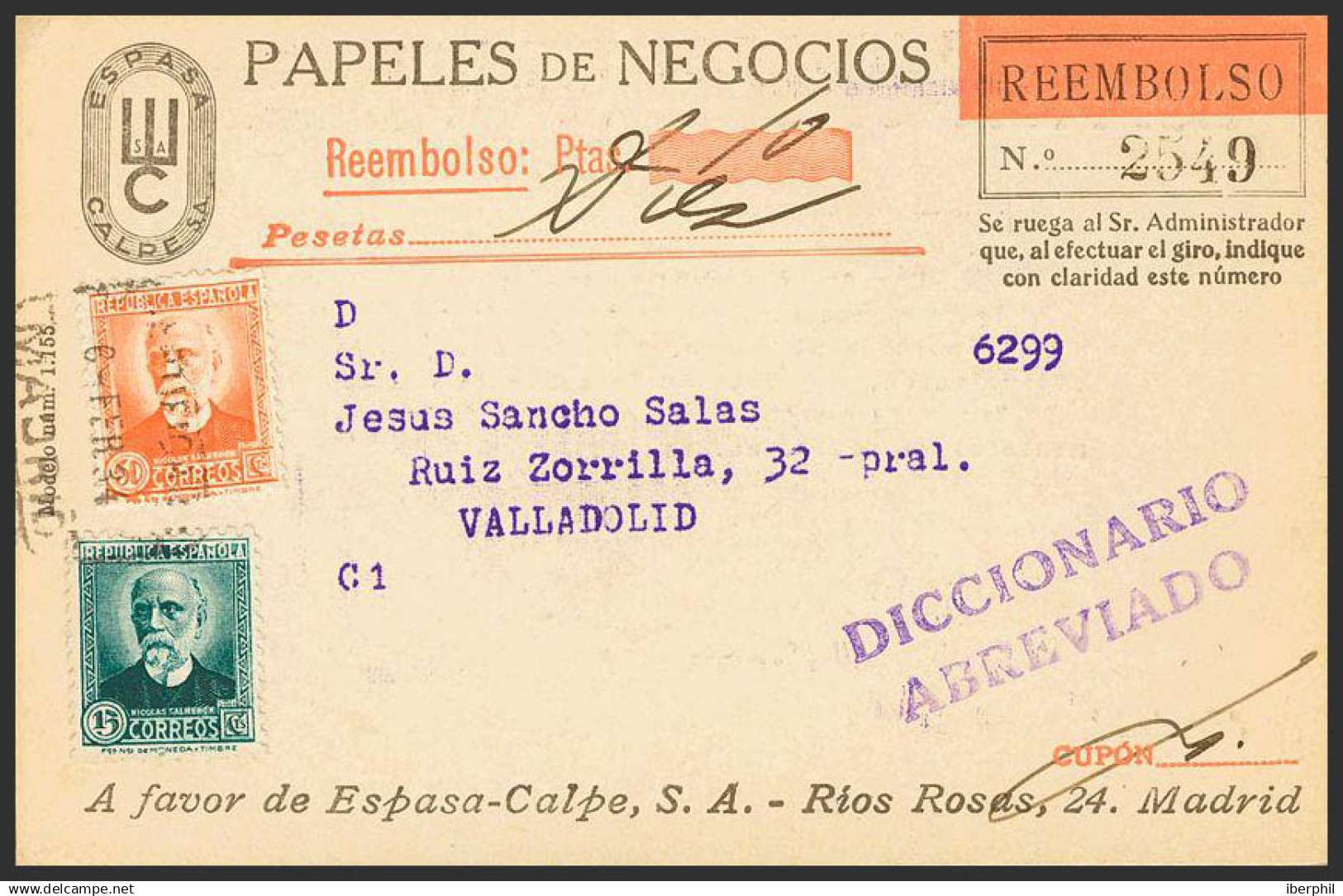 España. República Española Correo Certificado. República Española Correo Certificado. CERTIFICADO / MADRID. MAGNIFICO. - Lettres & Documents