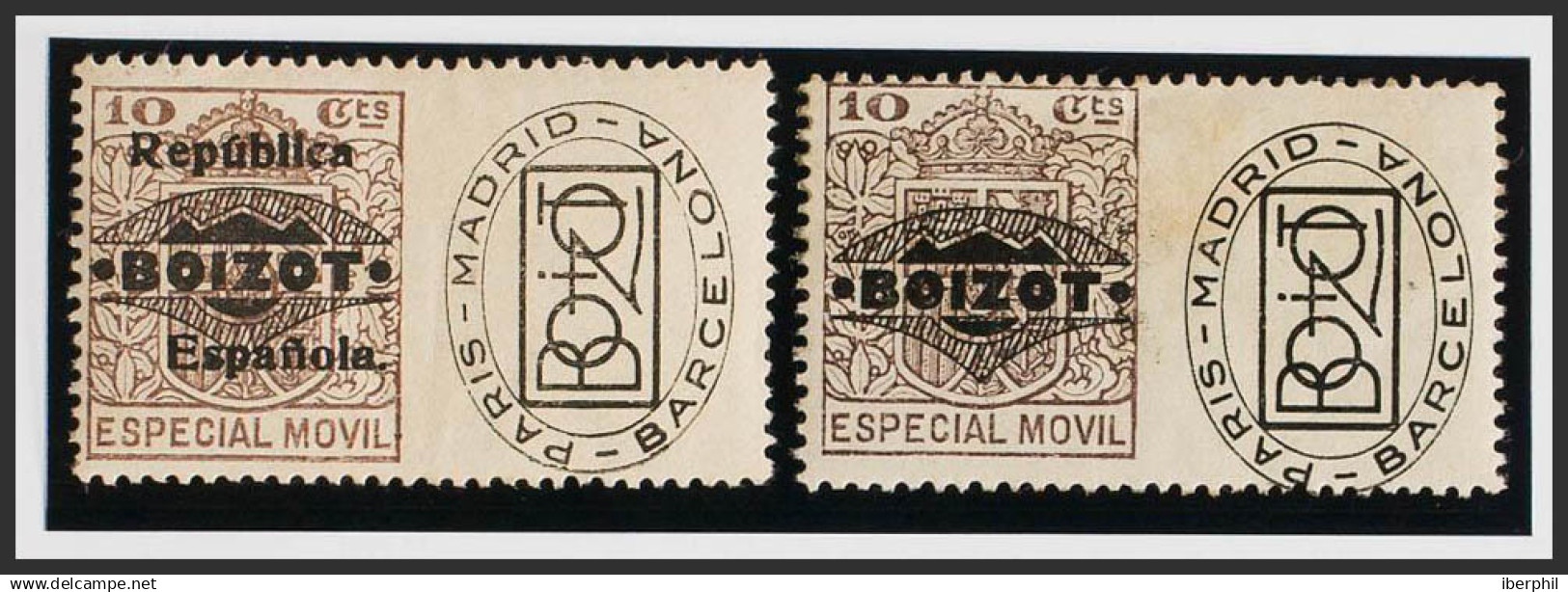 España. Fiscal. (*). (1923ca). ESPECIAL MOVIL PUBLICITARIO De (1923ca). 10 Cts Castaño Y 10 Cts Castaño (República Españ - Fiscales