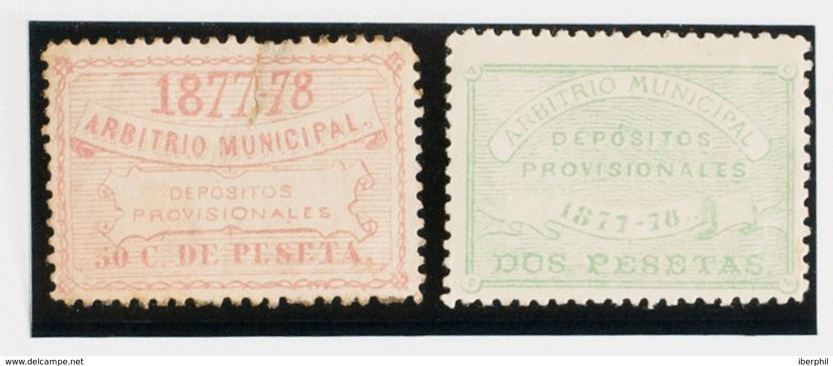 España. Fiscal. (*). 1877. MADRID. DEPOSITOS De 1877. Serie Completa (el 50 Cts Defectito, Sin Importancia). BONITA Y RA - Fiscales