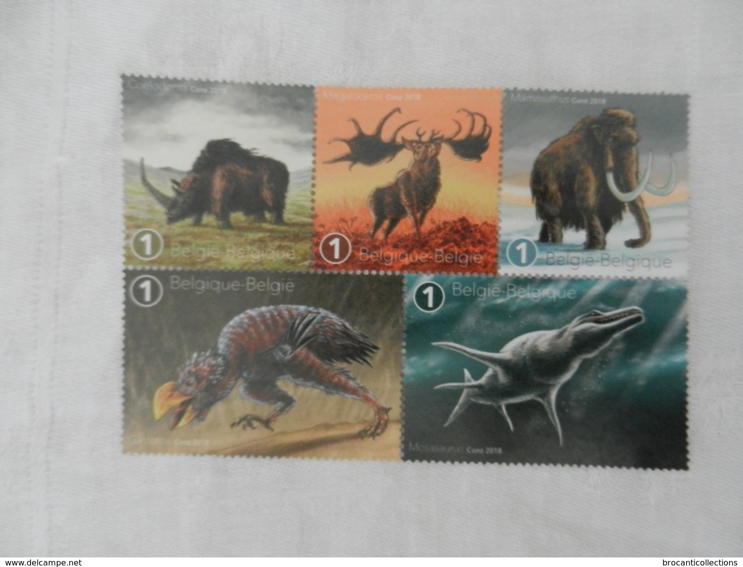 Planche De 5 Timbres Neufs Tarif 1 - Belgique - Animaux Préhistoriques - 2018 - Full Sheets And Panes