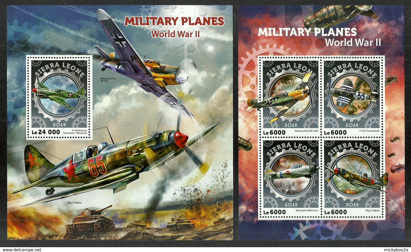 SIERRA LEONE 2016 MILITARY WORLD II AIRCRAFT MESSERSCHMITT 2 SHEETS MNH - Sierra Leone (1961-...)