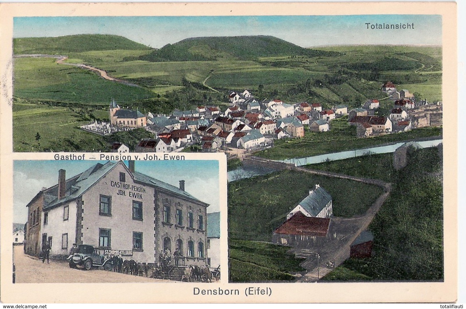 DENSBORN Eifel Gasthof Pension Joh Ewen Color Belebt Oldtimer Jeep 7.8.1929 Gelaufen TOP-Erhaltung Marke Abgefallen - Gerolstein