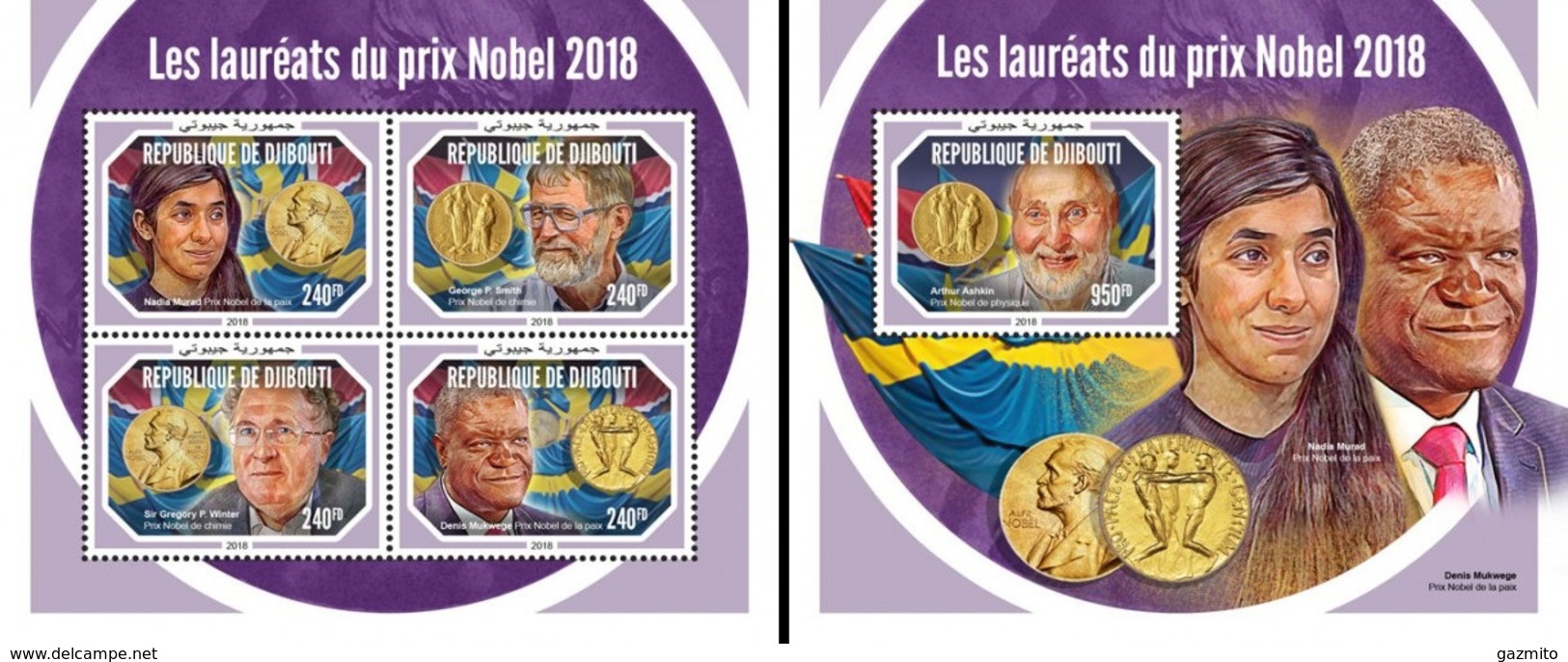 Djibouti 2018, Nobel Prize In 2018, 4val In BF+BF - Nobelpreisträger