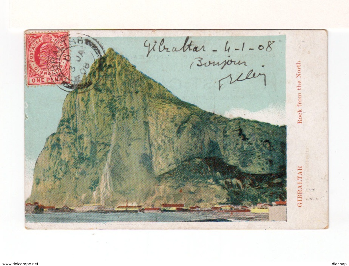 Sur CPA De Gibraltar Pour La France CAD Gibraltar 3 JA 1908 Sur Timbre One Penny Postage Gibraltar. (3395) - Gibilterra