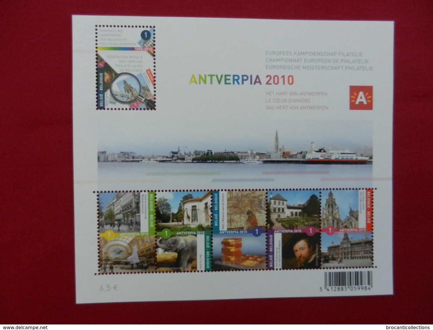 Planche De Timbres Neufs - Belgique - Antverpia 2010 - Le Coeurd'Anvers - Feuilles Complètes & Feuillets