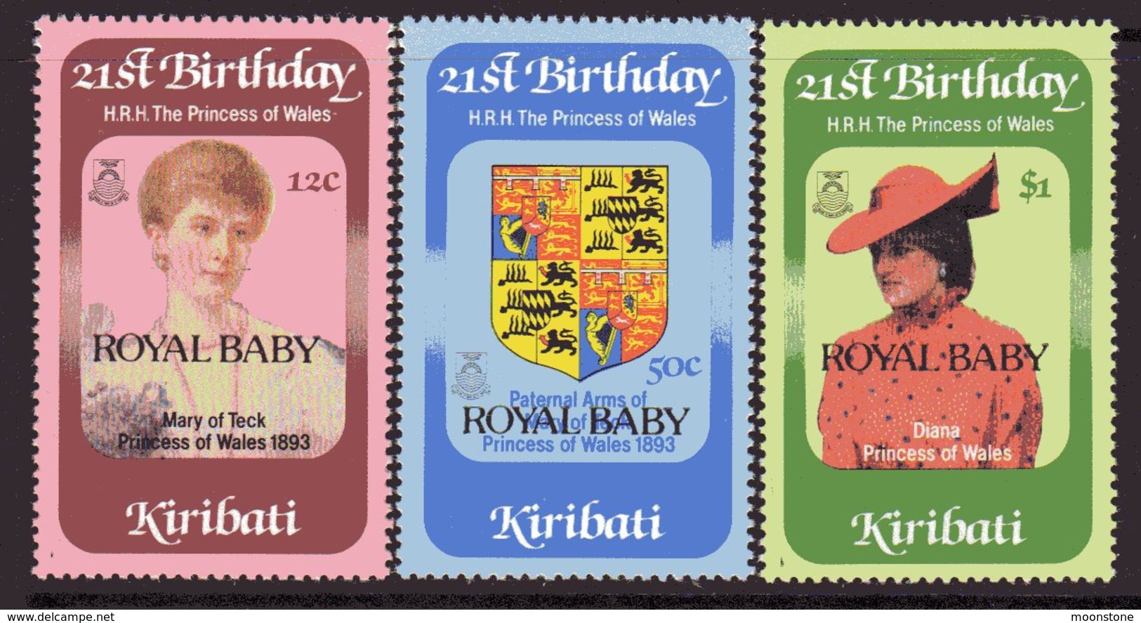 Kiribati 1982 Princess Diana Royal Baby Overprints Set Of 3, MNH, SG 186/8 (BP2) - Kiribati (1979-...)