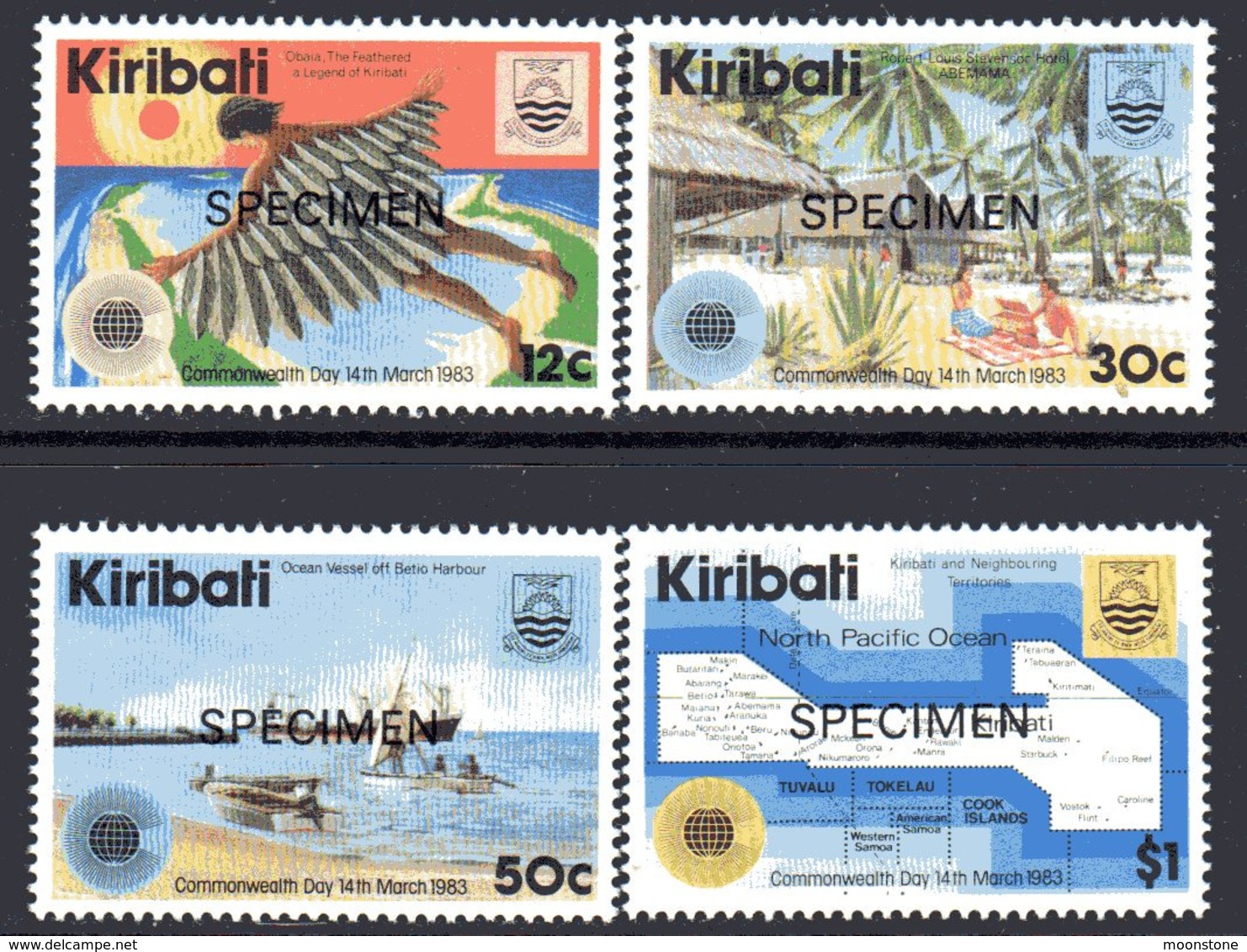 Kiribati 1983 Commonwealth Day Set Of 4 Overprinted SPECIMEN, MNH, SG 197/200 (BP2) - Kiribati (1979-...)