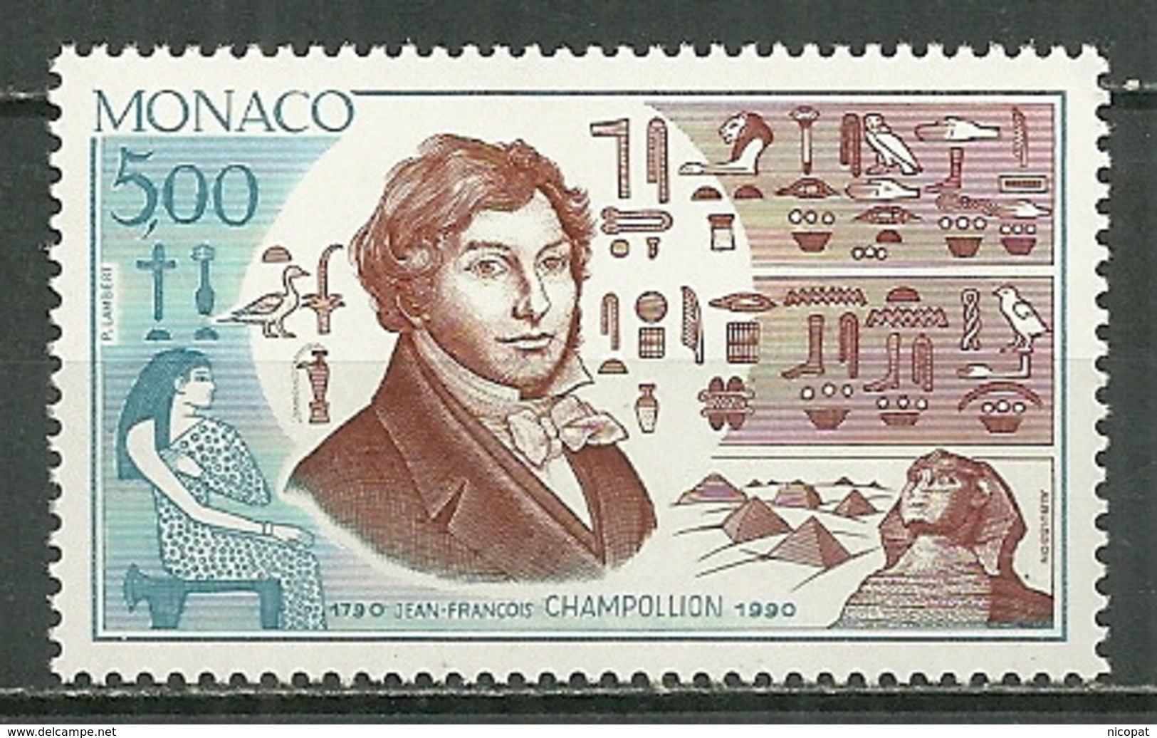 MONACO MNH ** 1740 Jean Francois Champollion Hiéroglyphes Hiéroglyphe - Neufs