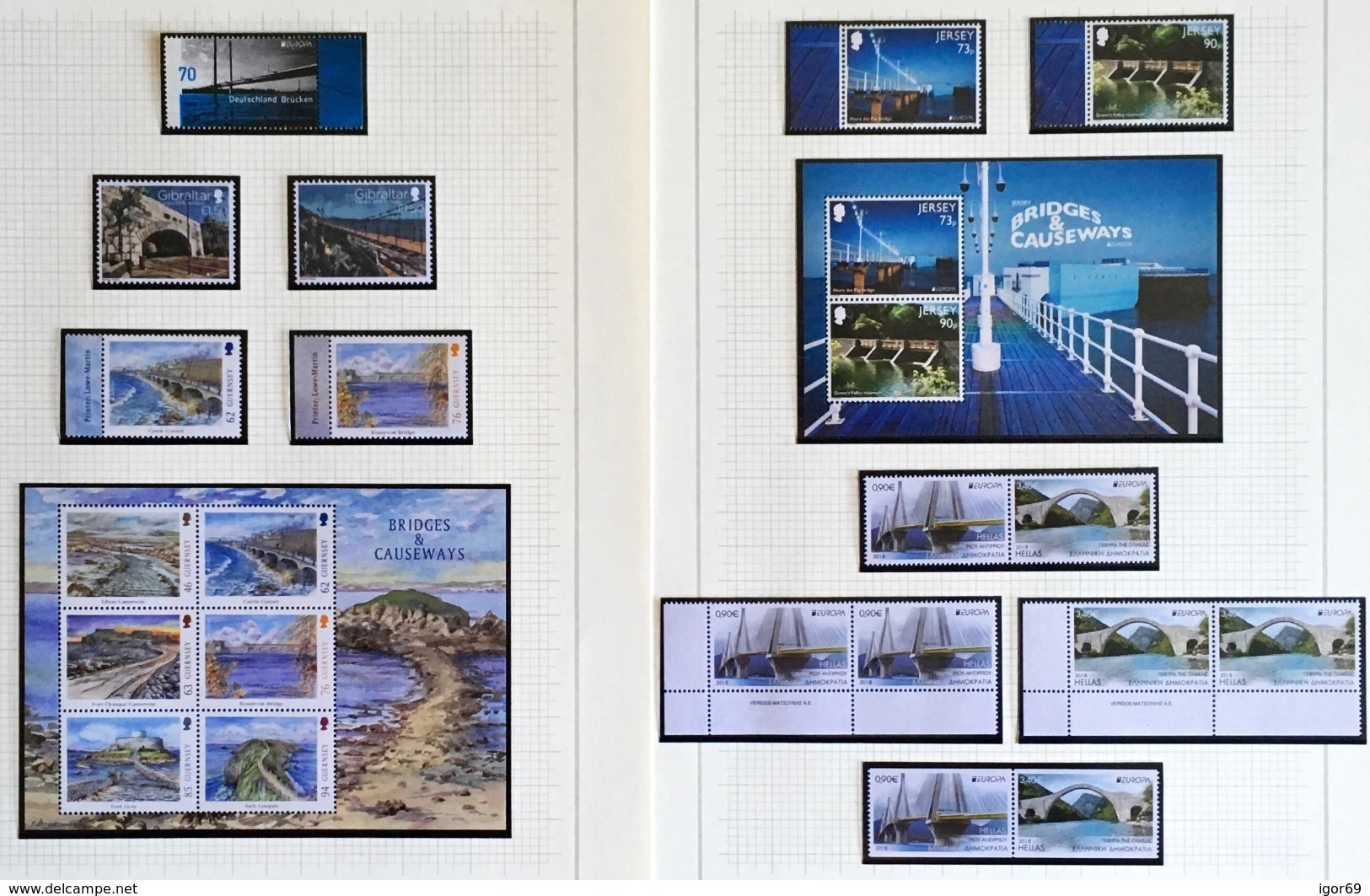 2018 Europa-CEPT Bridges complete year set with blocks and sheets from booklets