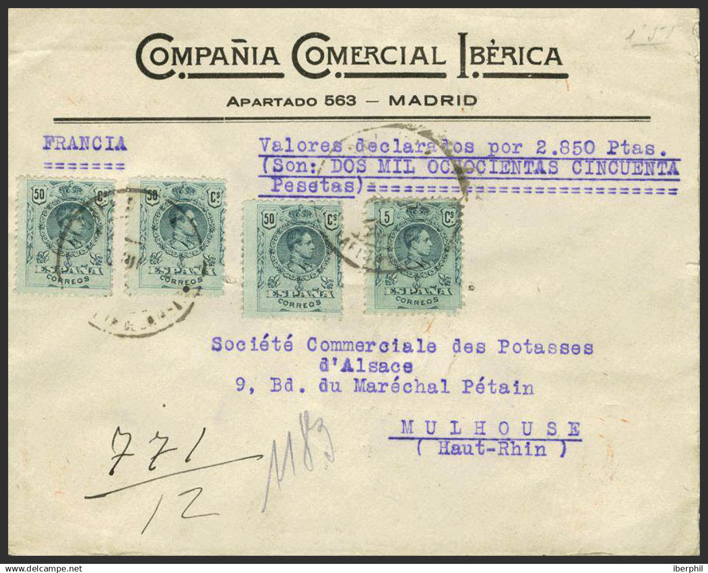 España. Alfonso XIII Correo Certificado. Alfonso XIII Correo Certificado. Valor Declarado. MAGNIFICO. - Cartas & Documentos