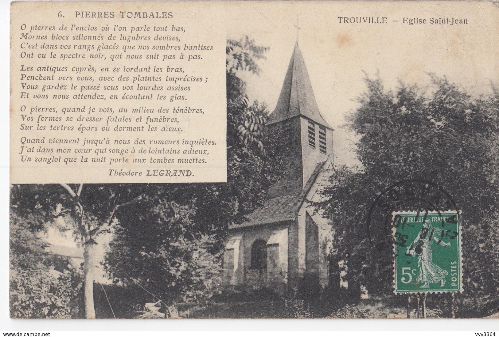 TROUVILLE: Eglise Saint-Jean (Poème De Théodore Legrand) - Trouville