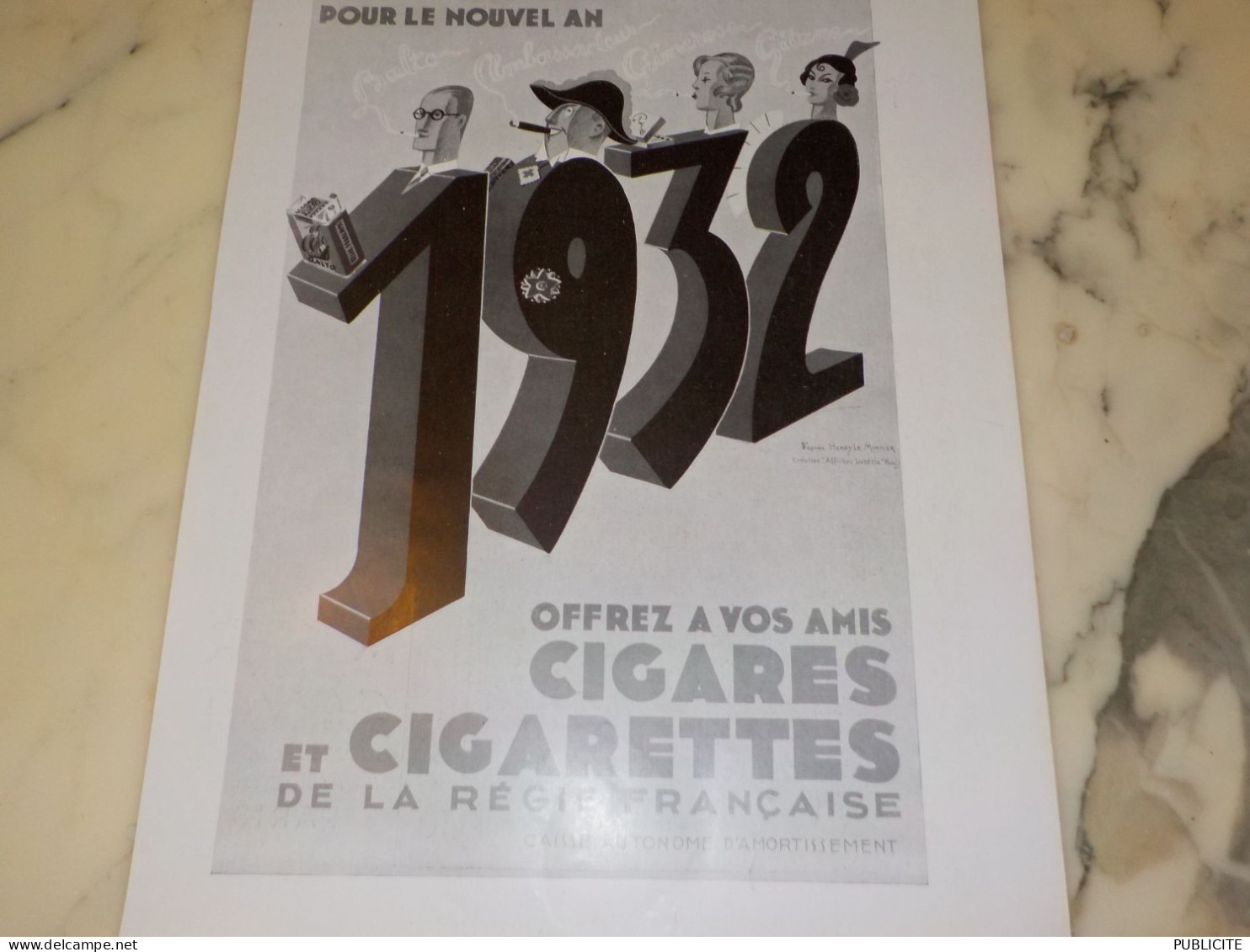 ANCIENNE PUBLICITE POUR LE NOUVEL AN CIGARES ET  CIGARETTES 1931 - Autres & Non Classés