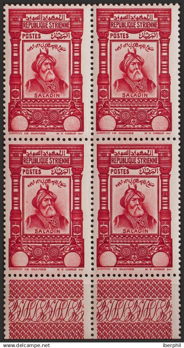 Siria Francesa. MNH **Yv 237(4). 1934. 25 Pi Rojo, Bloque De Cuatro. VALOR OMITIDO. MAGNIFICO Y RARO. (Maury 2009: 244a, - Siria