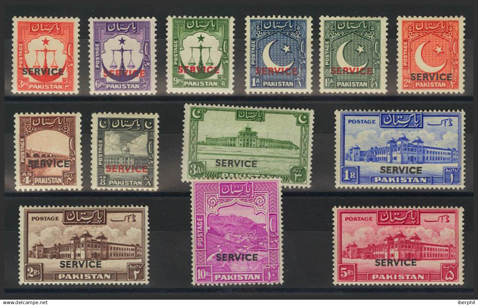 Pakistán, Servicio. MH *Yv 14/26. 1948. Serie Completa. MAGNIFICA. (SGO14/26 130£) Yvert 2008: 90 Euros. - Pakistán