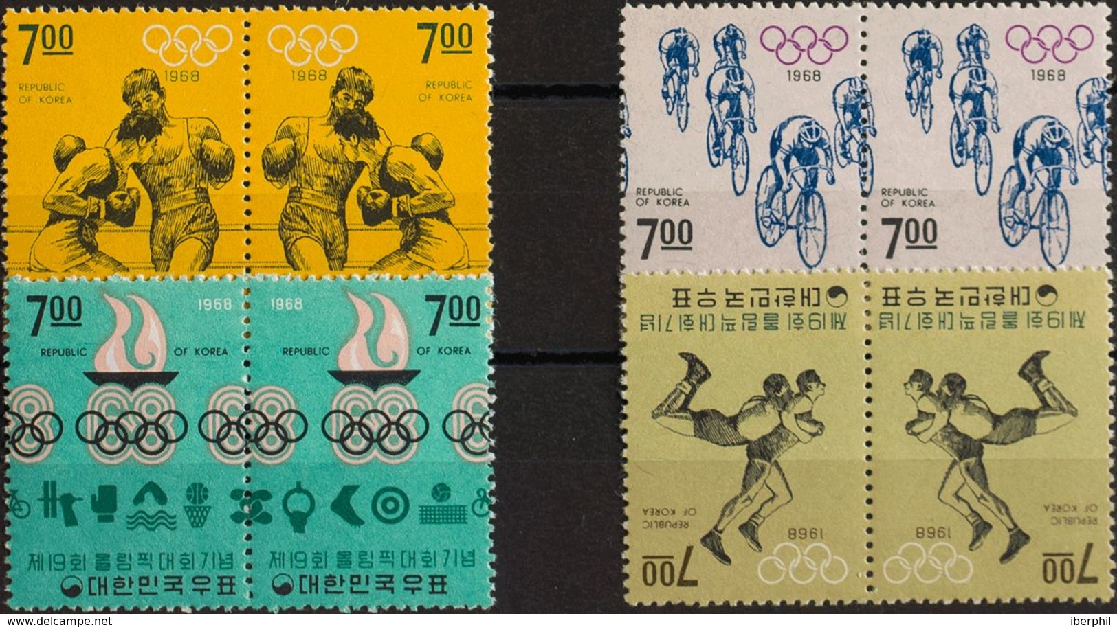 Corea Del Sur. MNH **Yv 504/07(2). 1968. Serie Completa, Los Dos Tipos Unidos En Parejas. MAGNIFICA Y RARA. Yvert 2015: - Corea Del Sur