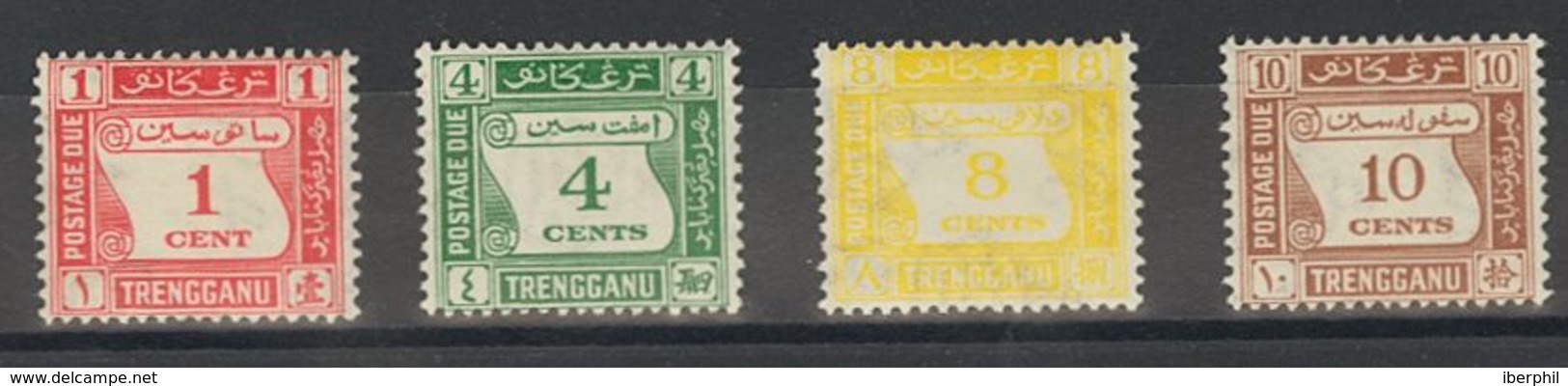 Malasia-Trengganu, Tasas. MH *Yv 1/4. 1937. Serie Completa. MAGNIFICA. (SGD1/4 170£) Yvert 2010: 275 Euros. - Trengganu