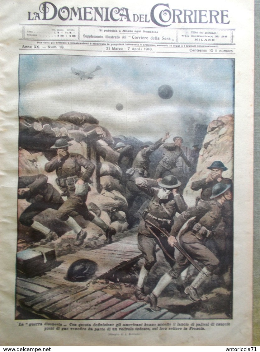 La Domenica Del Corriere 31 Marzo 1918 WW1 Bombe Venezia Ettore Donelli Prestito - Guerre 1914-18