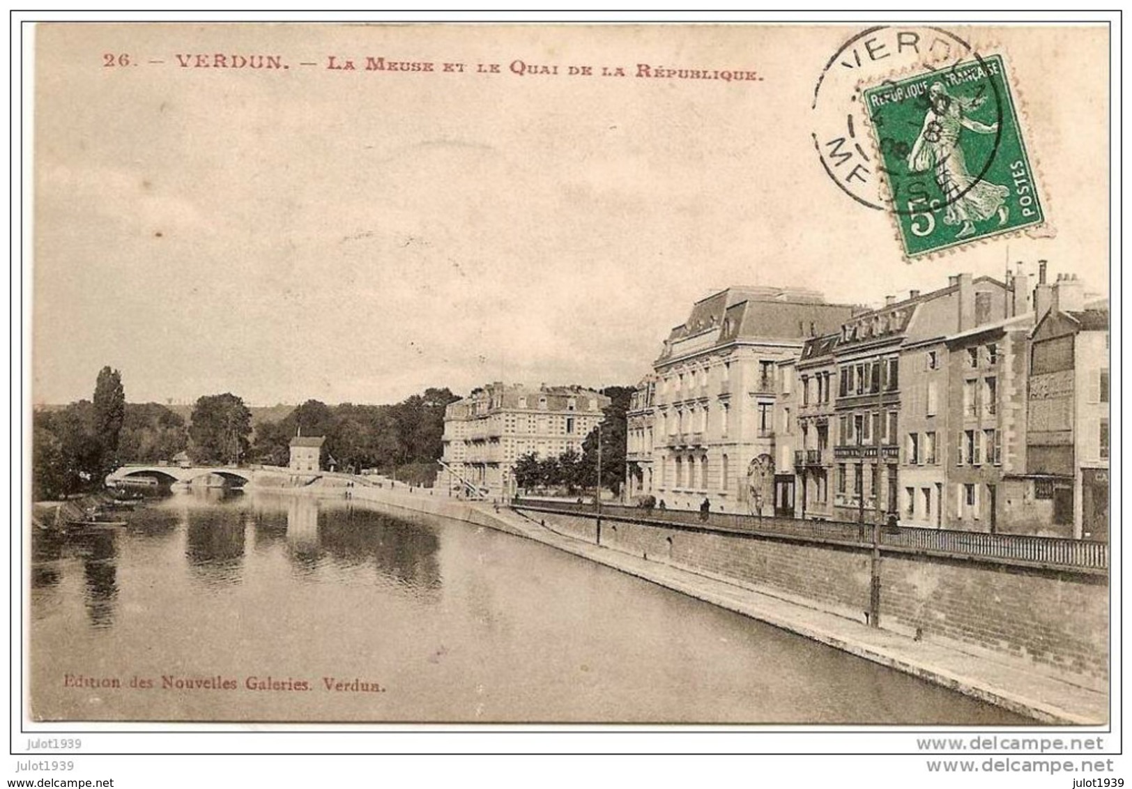 VERDUN ..-- 55 . La Meuse Et Le Quai . Vers NOUVION ( Melle Raymonde GODARD ) . - Verdun