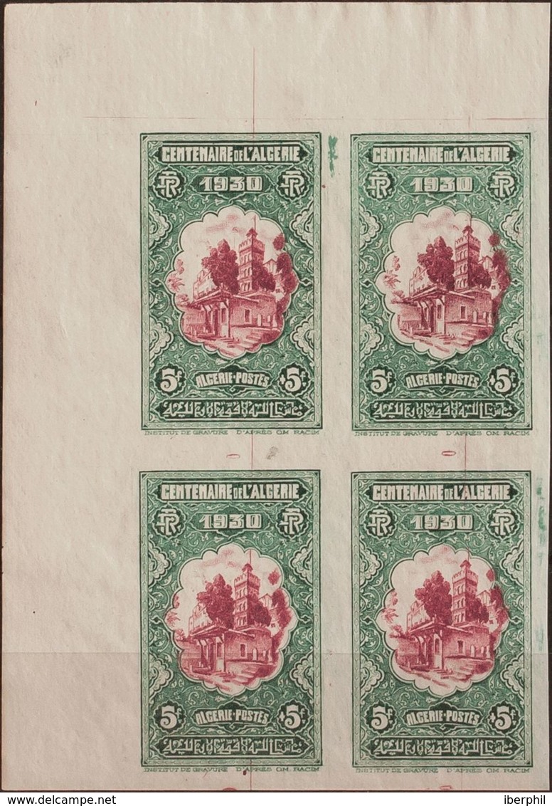 Argelia. MNH **Yv 99(4). 1930. 5 F+5 F Verde Y Carmín, Bloque De Cuatro. SIN DENTAR. MAGNIFICO. - Algeria (1962-...)