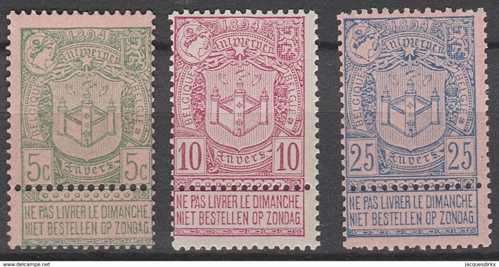 Belgie      .    OBP       .   68/70      .         **      .       Postfris  .   /   .    Neuf SANS Charniere - 1893-1907 Wappen