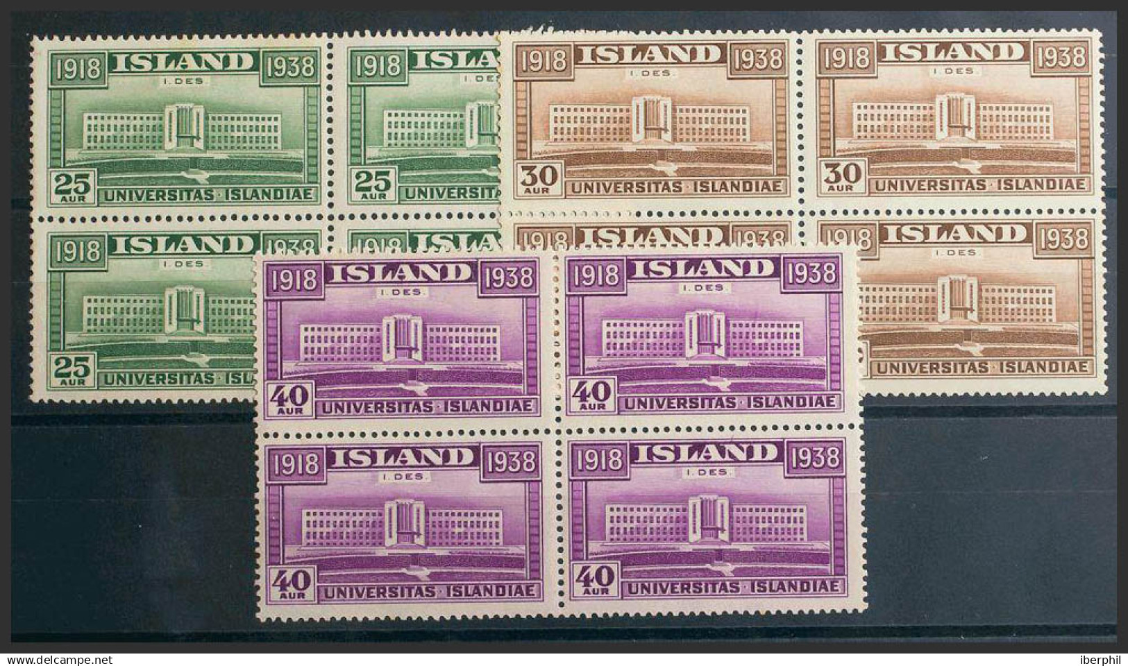 Islandia. MNH **Yv 168/70(4). 1938. Serie Completa, Bloque De Cuatro. MAGNIFICA. Yvert 2012: 144 Euros. - Otros & Sin Clasificación