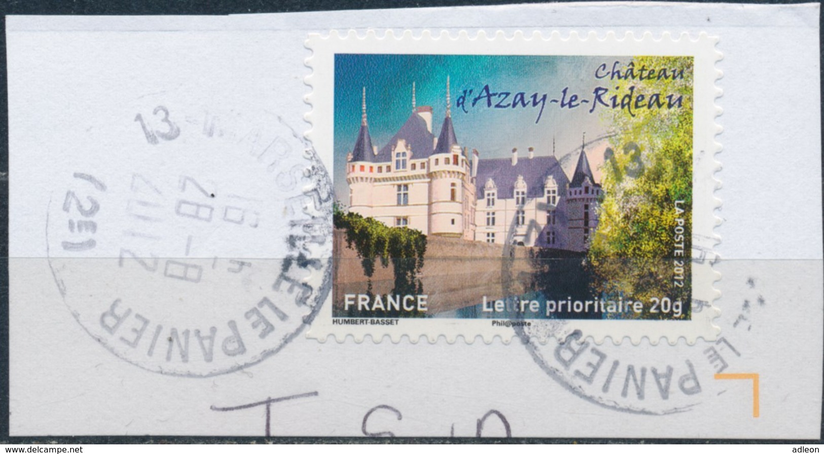 France - Châteaux Et Demeures II (Azay Le Rideau) YT A727 Obl. Cachet Rond Manuel Sur Fragment - Usati