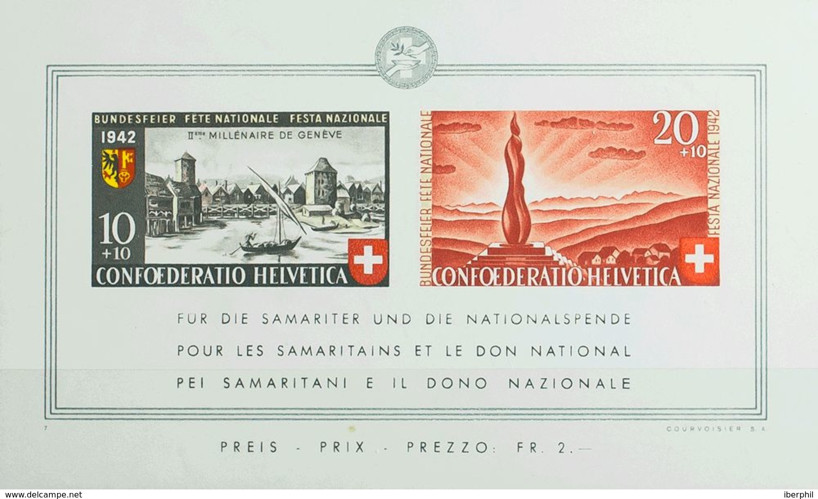 Suiza, Hoja Bloque. MNH **Yv 7. 1942. Hoja Bloque. MAGNIFICA. Yvert 2013: 100 Euros. - Otros & Sin Clasificación