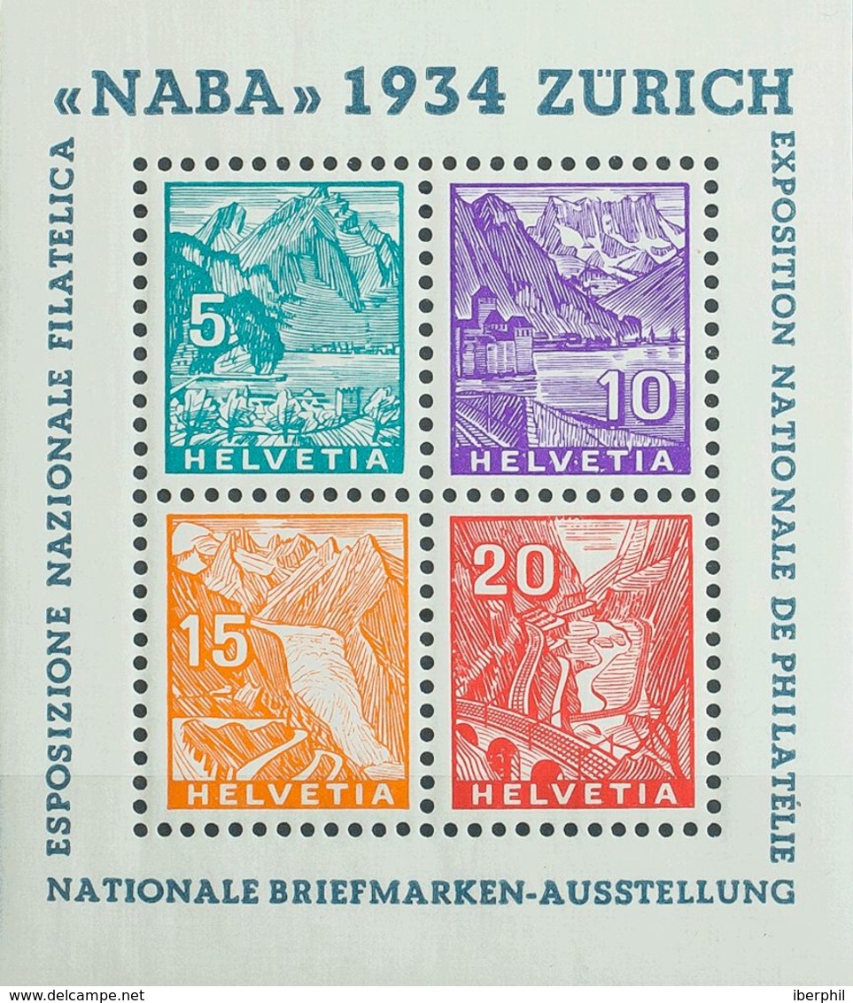 Suiza, Hoja Bloque. MNH **Yv 1. 1934. Hoja Bloque. NABA. MAGNIFICA. Yvert 2013: 850 Euros. - Otros & Sin Clasificación