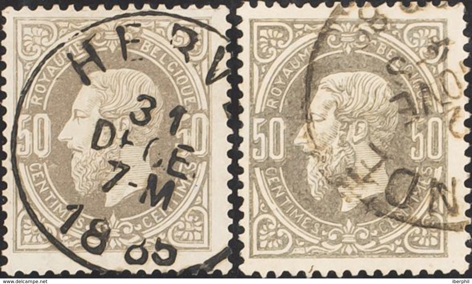 Bélgica. ºYv 35, 35a. 1869. 50 Cts Gris Y 50 Cts Gris Oscuro. MAGNIFICOS. Yvert 2011: 285 Euros. - Otros & Sin Clasificación