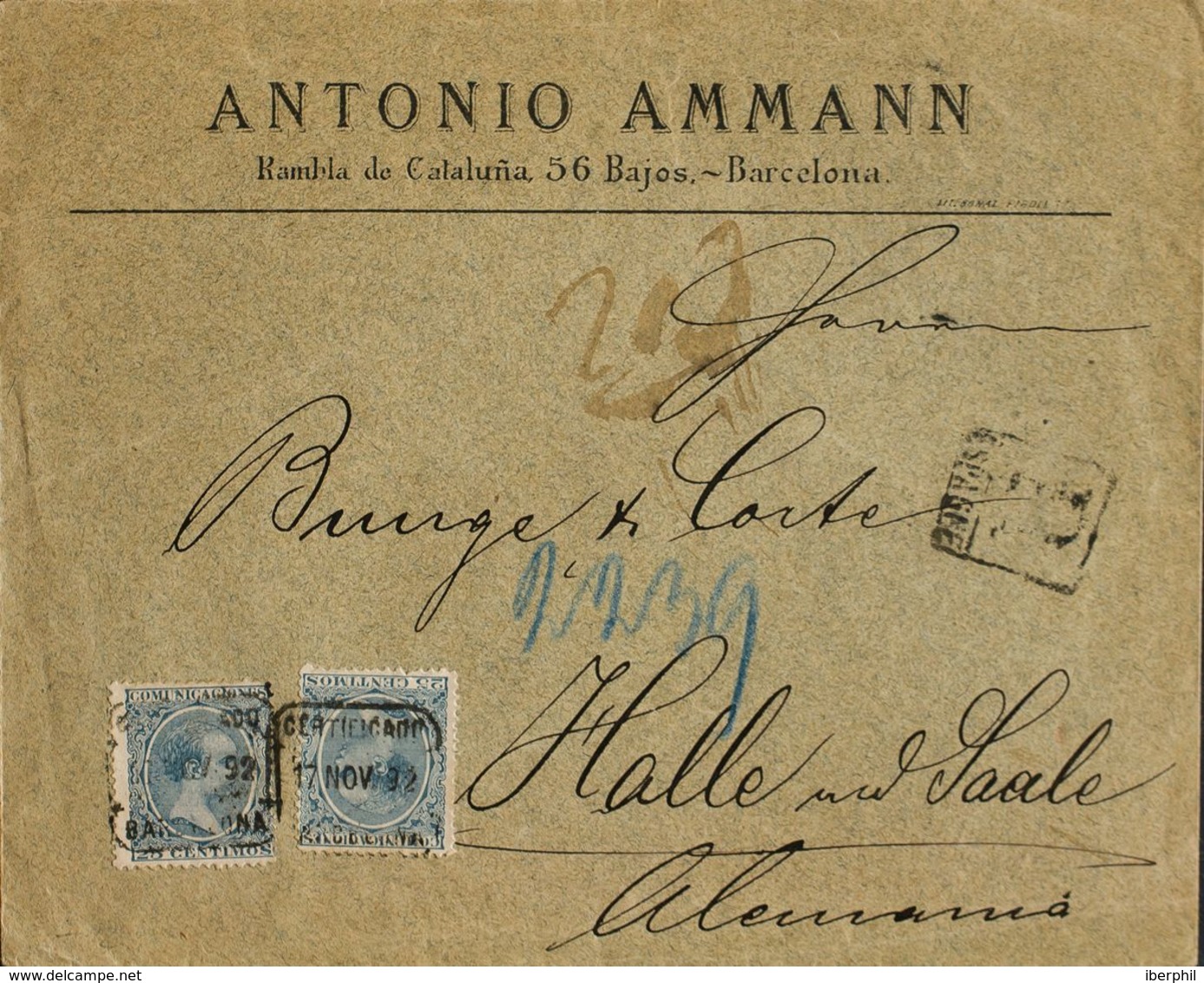 España. Alfonso XIII Correo Certificado. Alfonso XIII Correo Certificado - Cartas & Documentos