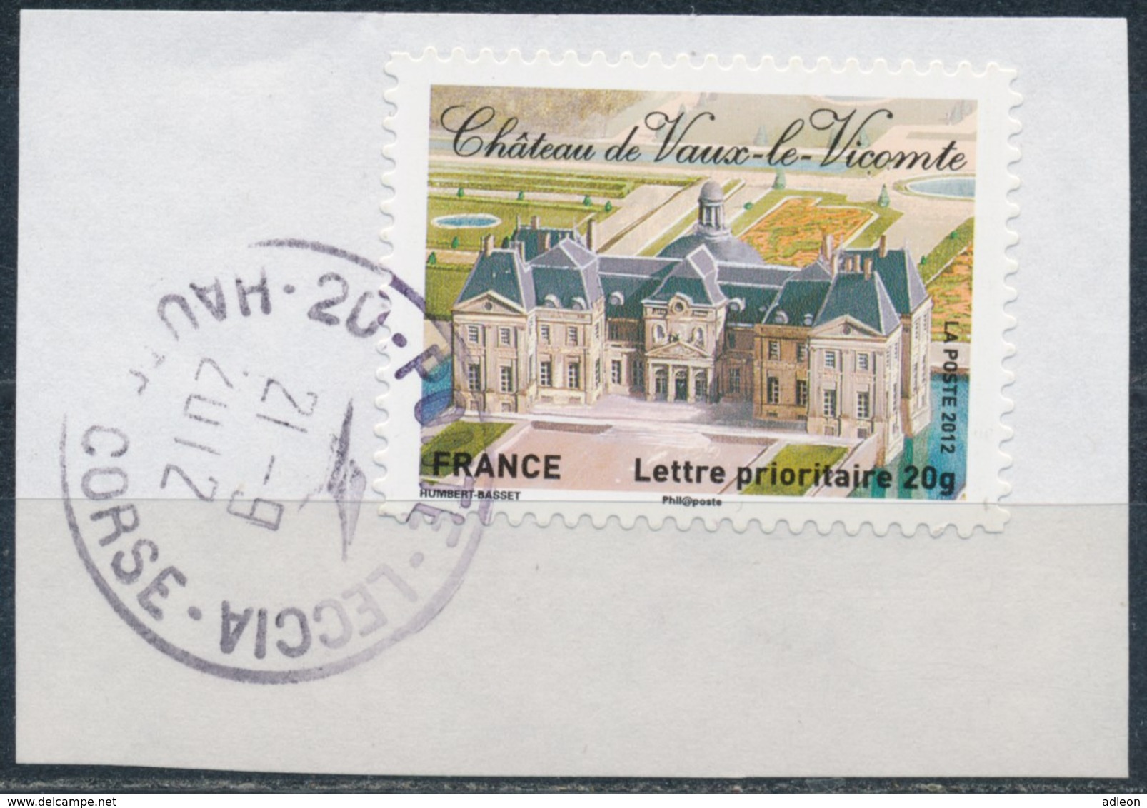 France - Châteaux Et Demeures II (Vaux Le Vicomte) YT A731 Obl. Cachet Rond Manuel Sur Fragment - Altri & Non Classificati