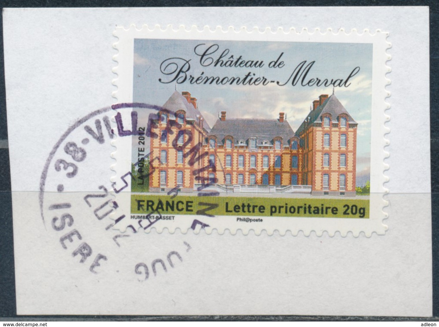 France - Châteaux Et Demeures II (Brémontier-Merval) YT A732 Obl. Cachet Rond Manuel Sur Fragment - Altri & Non Classificati