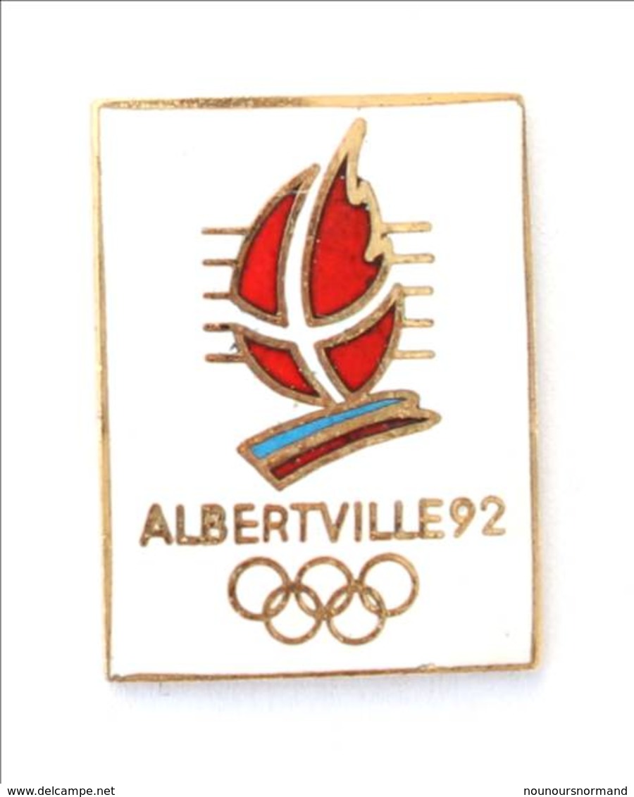 Pin's Logo J.O ALBERTVILLE 92 - Flamme Olympique Rouge Sur Fond Blanc - Cojo 1991 - I701 - Olympische Spelen