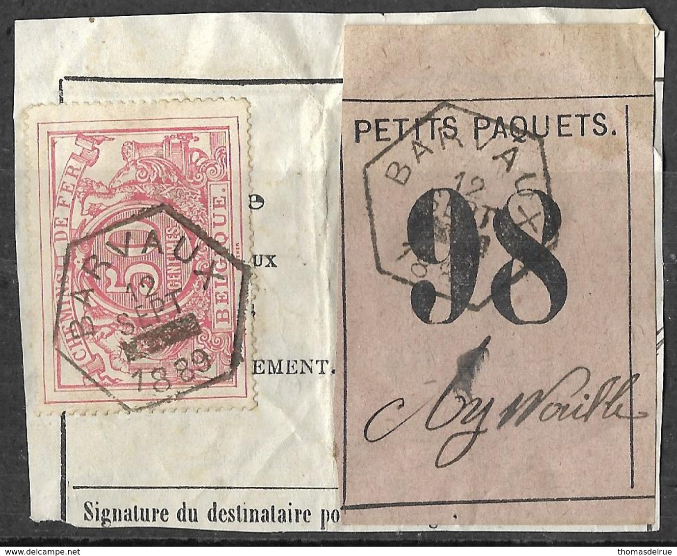 A0.12:BARVAUX:N°11: Hexagone: Type Bb > Aywaille. Op Fragm. "Lettre De Voiture": 98 - Used