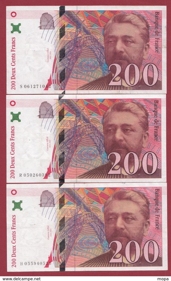 200 Francs "Eiffel" 3 Billets 1997----VF/SUP---F/TTB+ - 200 F 1995-1999 ''Eiffel''