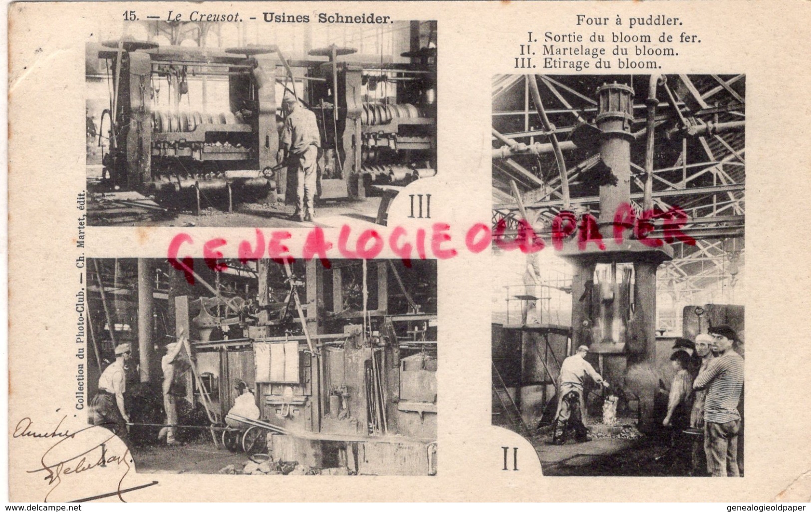 71 - LE CREUSOT - USINES SCHNEIDER - FOUR A PUDDLER - CARTE PRECURSEUR - Le Creusot