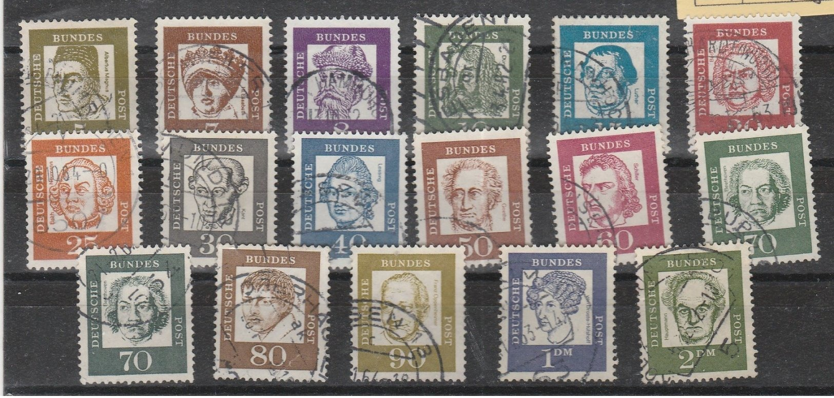 Bundesrepublik Deutschland  1961 - Bedeutende Deutsche Mit  Fluoreszenz - MiNr. 347 Y - 362 Y - Used Stamps