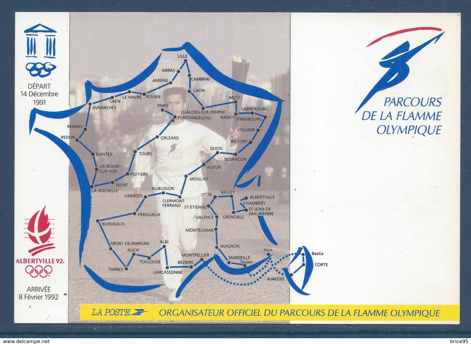 France - Carte Postale Souvenir - Jeux Olympiques - JO - Albertville - Parcours De La Flamme Olympique - 1991 Et 1992 - Olympic Games