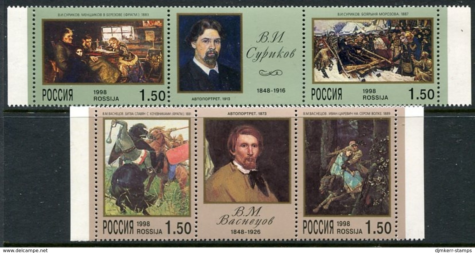 RUSSIA 1998 Surikov And Vasnetsov Anniversaries MNH / **  .  Michel 639-42 - Ungebraucht