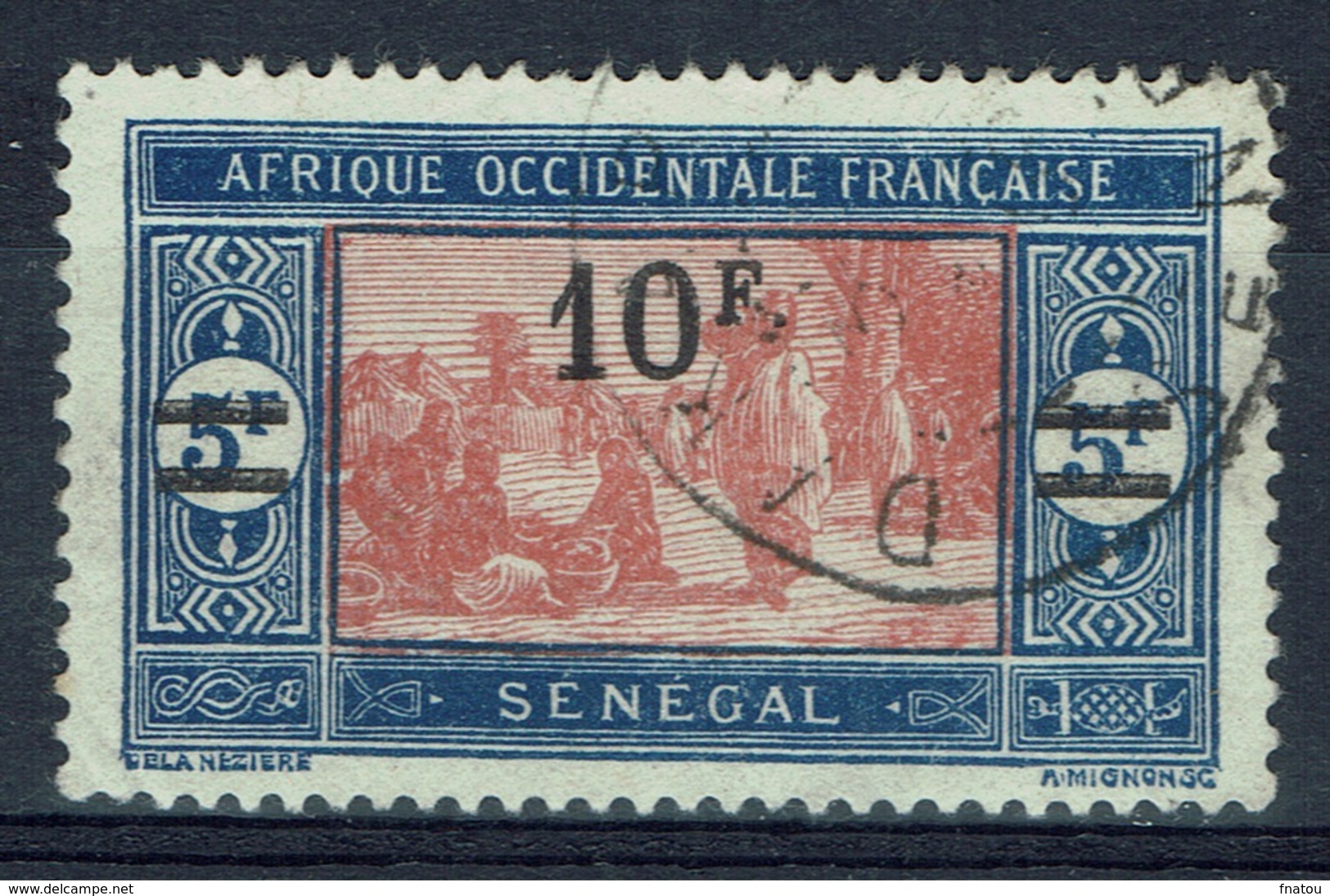 Senegal (French Colony), 10f./5f., African Market, 1924, VFU - Oblitérés