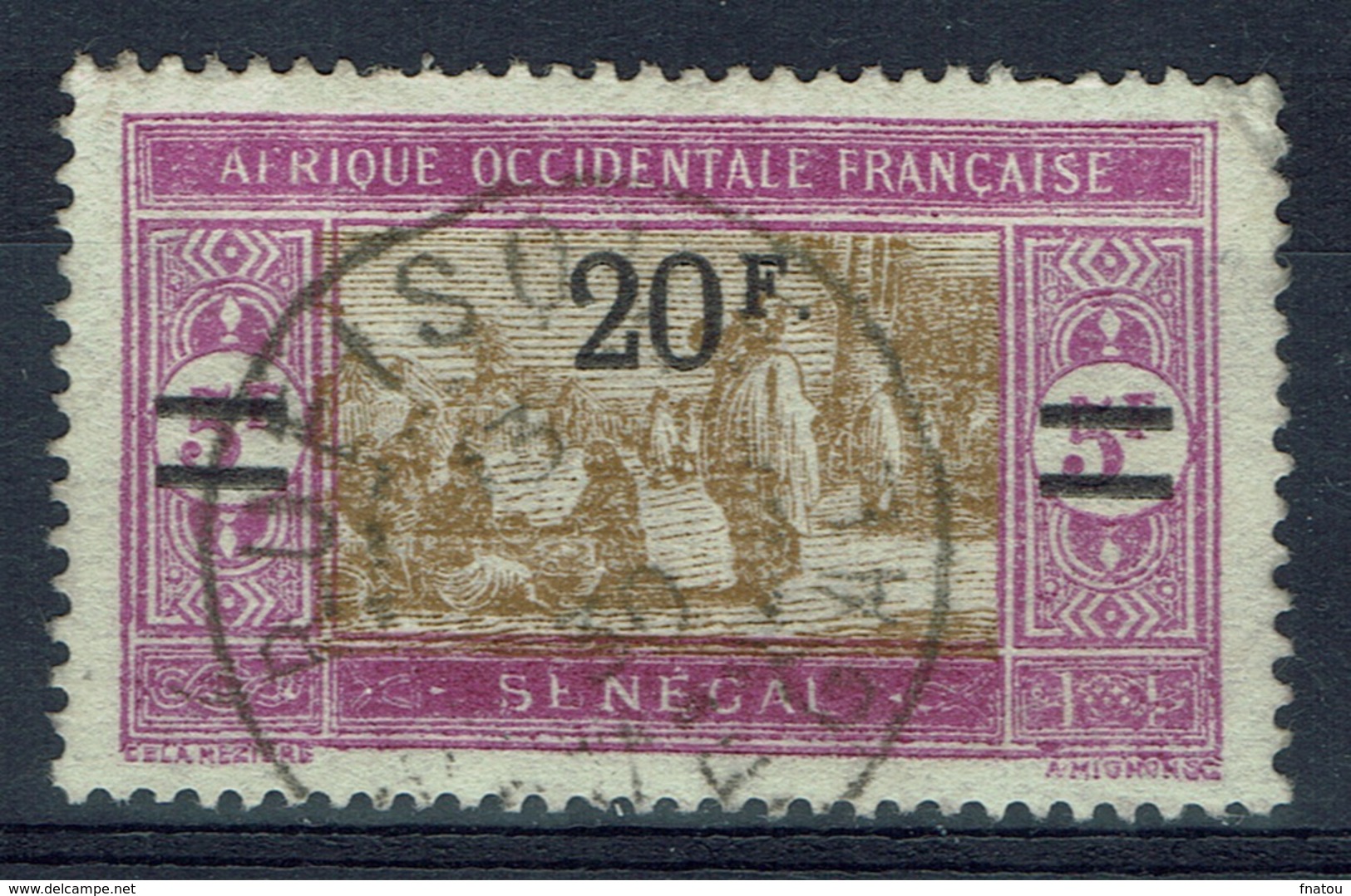 Senegal (French Colony), 20f./5f., African Market, 1924, VFU - Used Stamps